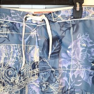 Wonderwall Board Shorts Mens Size 42 Blue Ocean Design Beach Surfing Swimming